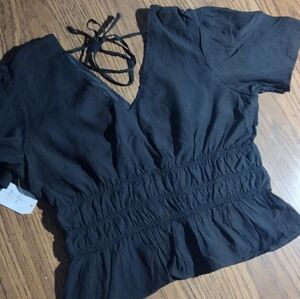 NWT Black Peplum Top